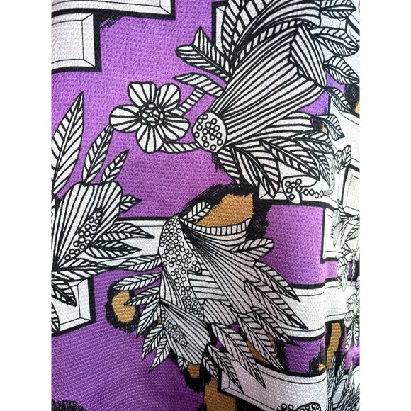 Olivia Rubin London Blouse Size 10 Purple Black Floral Print S/S Lined Satiny EU - Picture 5 of 8